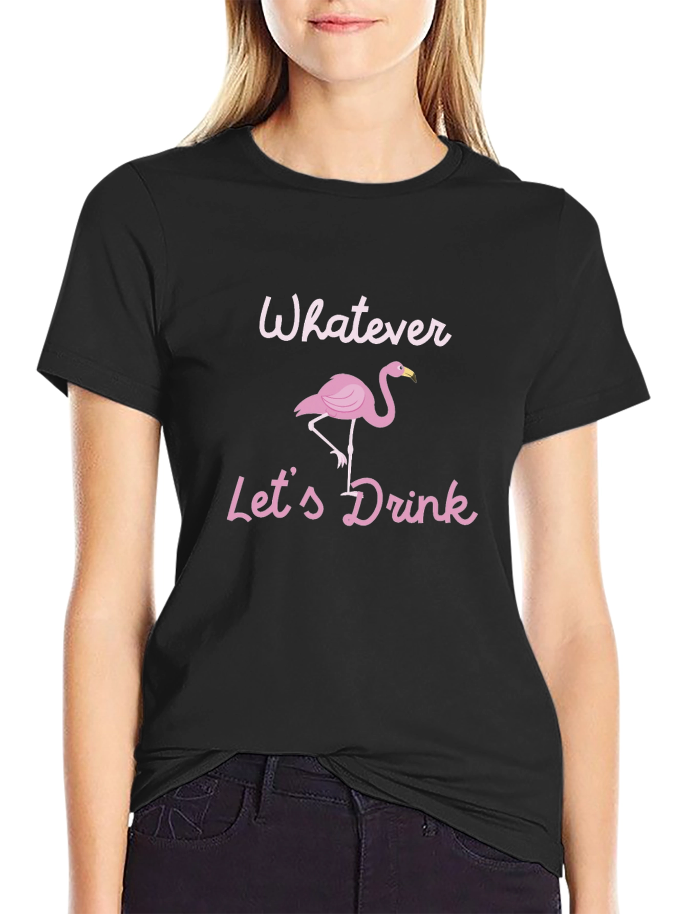 Whatever Lets Drink Flamingo Graphic T-Shirt
