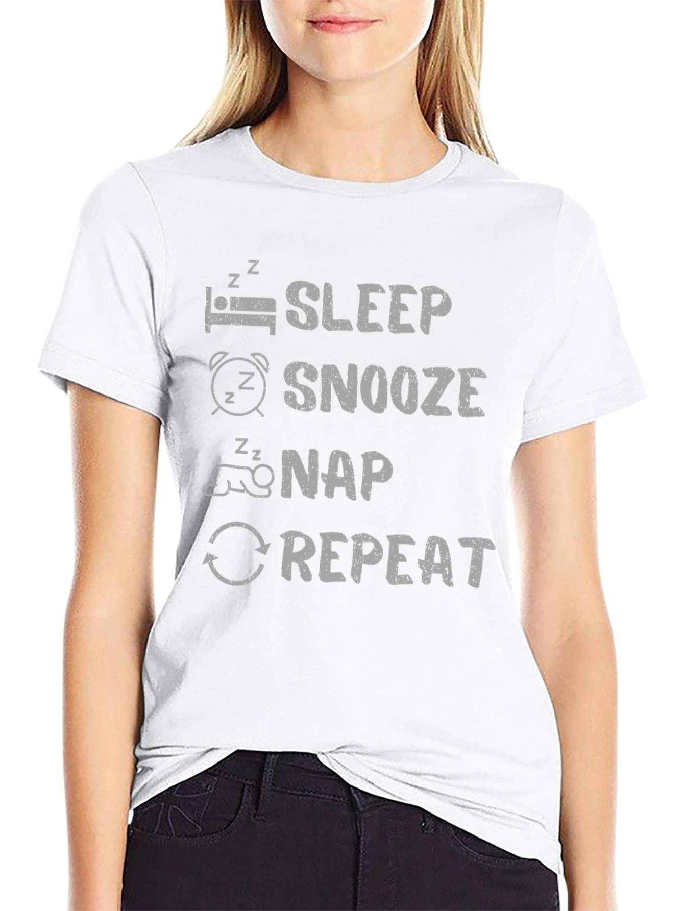 Sleep Snooze Nap Repeat Black T-Shirt