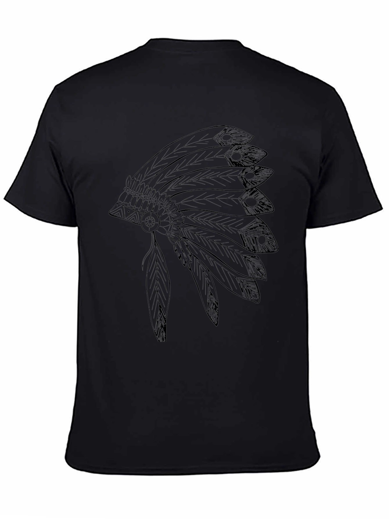Black T-Shirt with Headdress Graphic