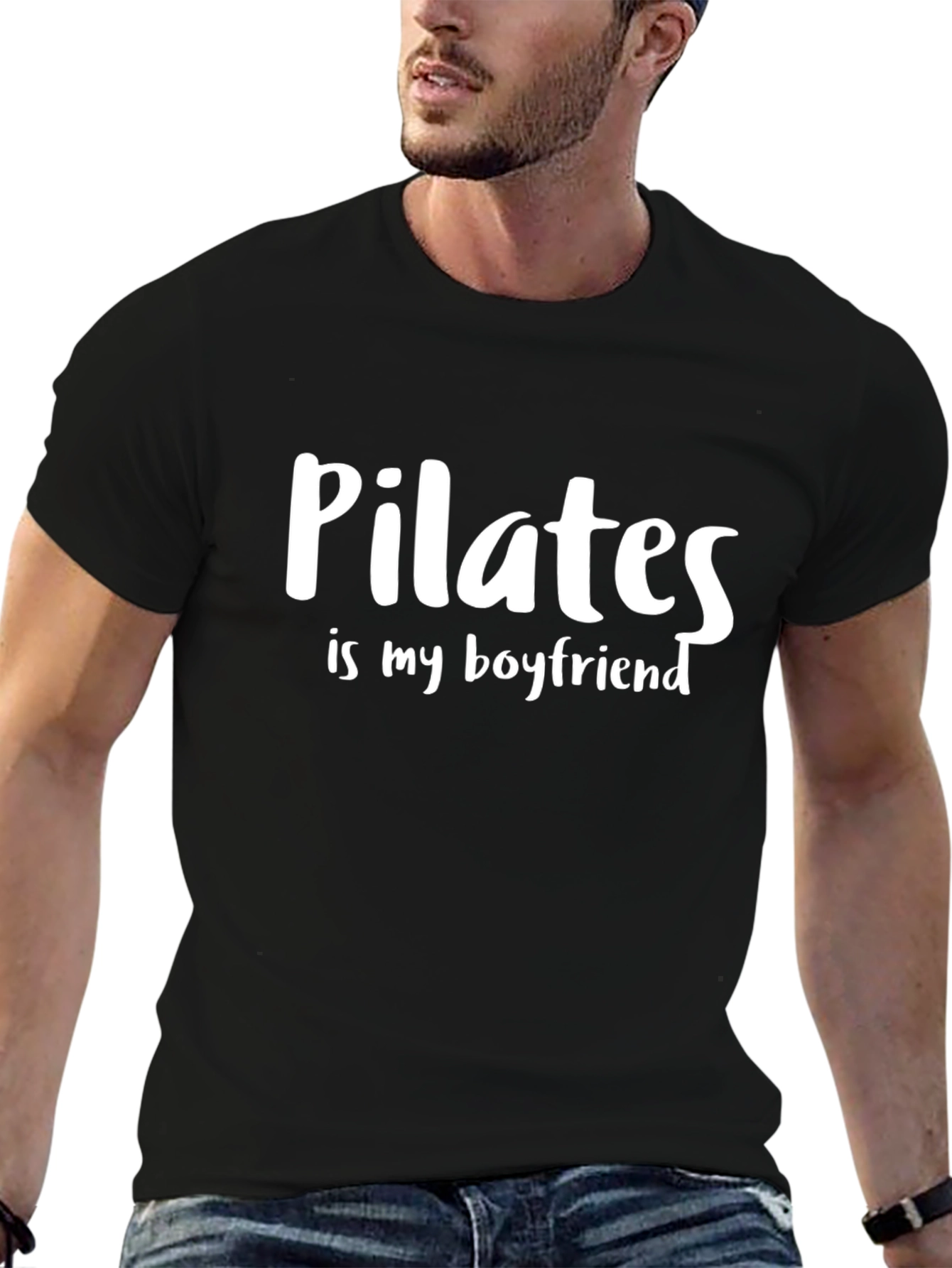 Pilates is My Boyfriend Black Graphic Tee