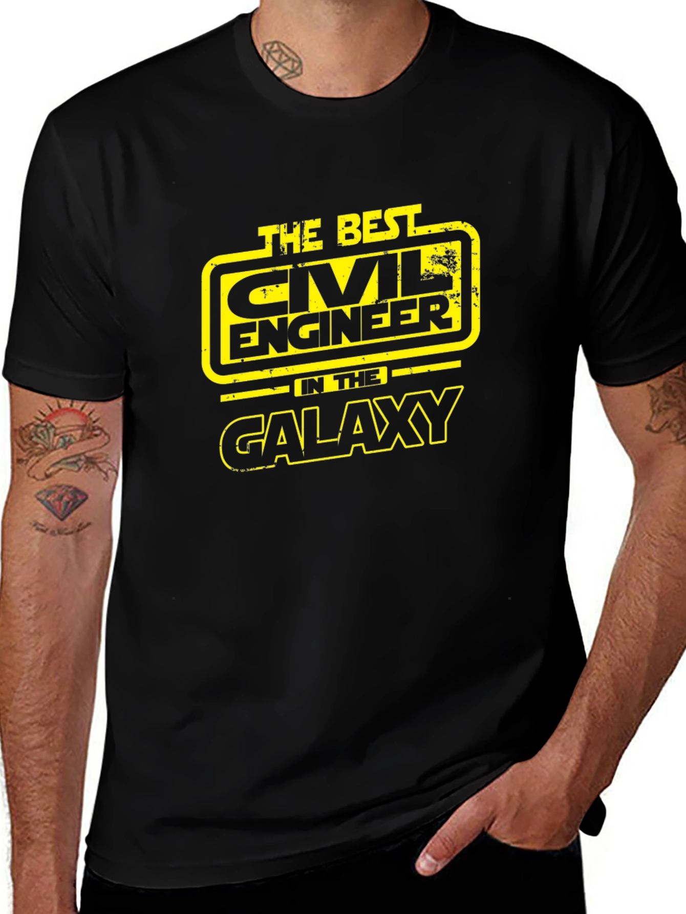 Civil Engineer Galaxy T-Shirt - Black Cotton Tee