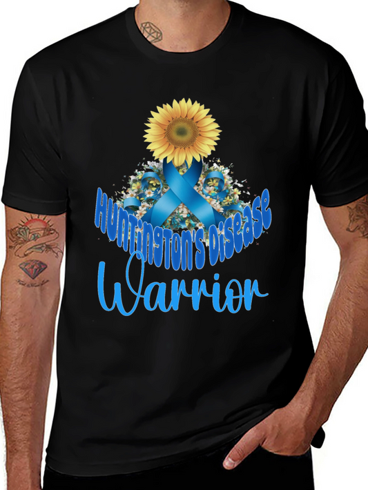 Huntingtons Disease Warrior T-Shirt Sunflower Blue Ribbon