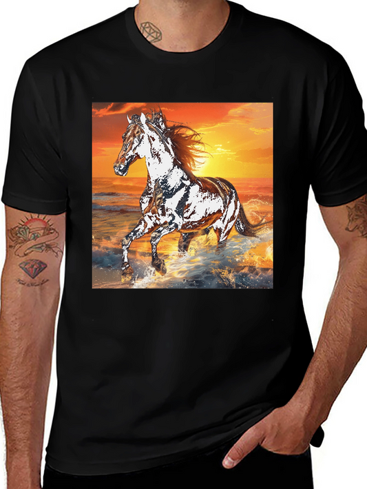 Horse Sunset Graphic Tee - Black