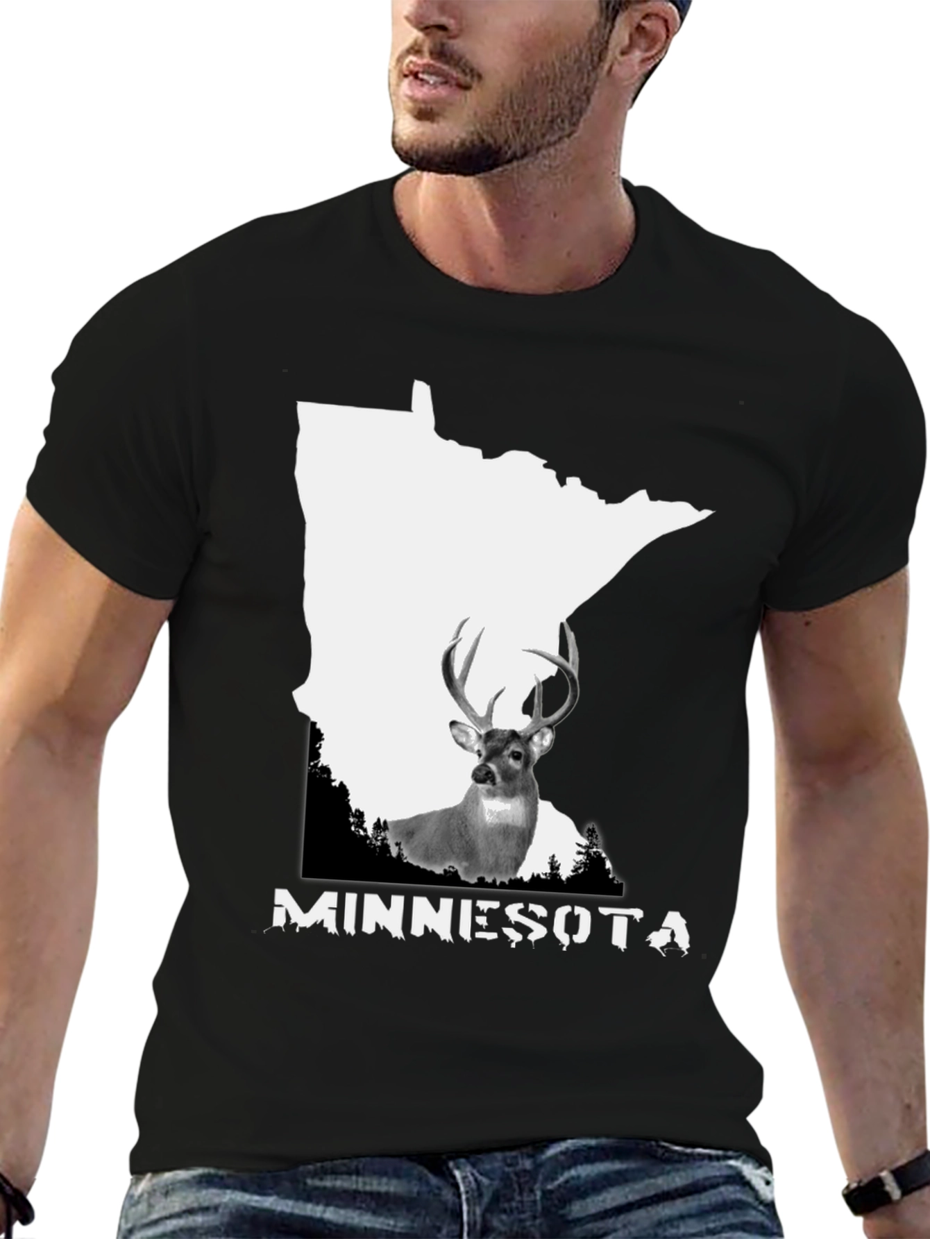 Minnesota Deer Graphic Tee - Black