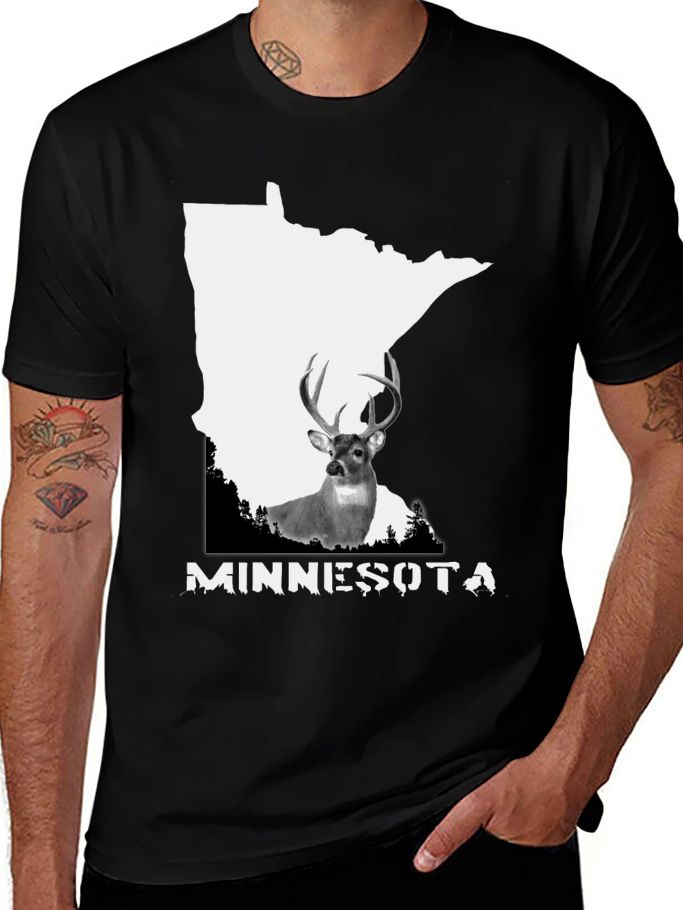 Minnesota Deer Graphic Tee - Black