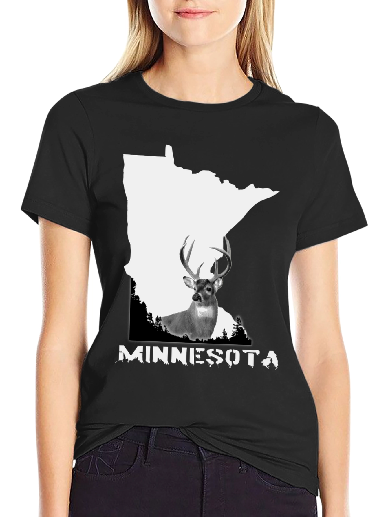 Minnesota Deer Graphic Tee - Black