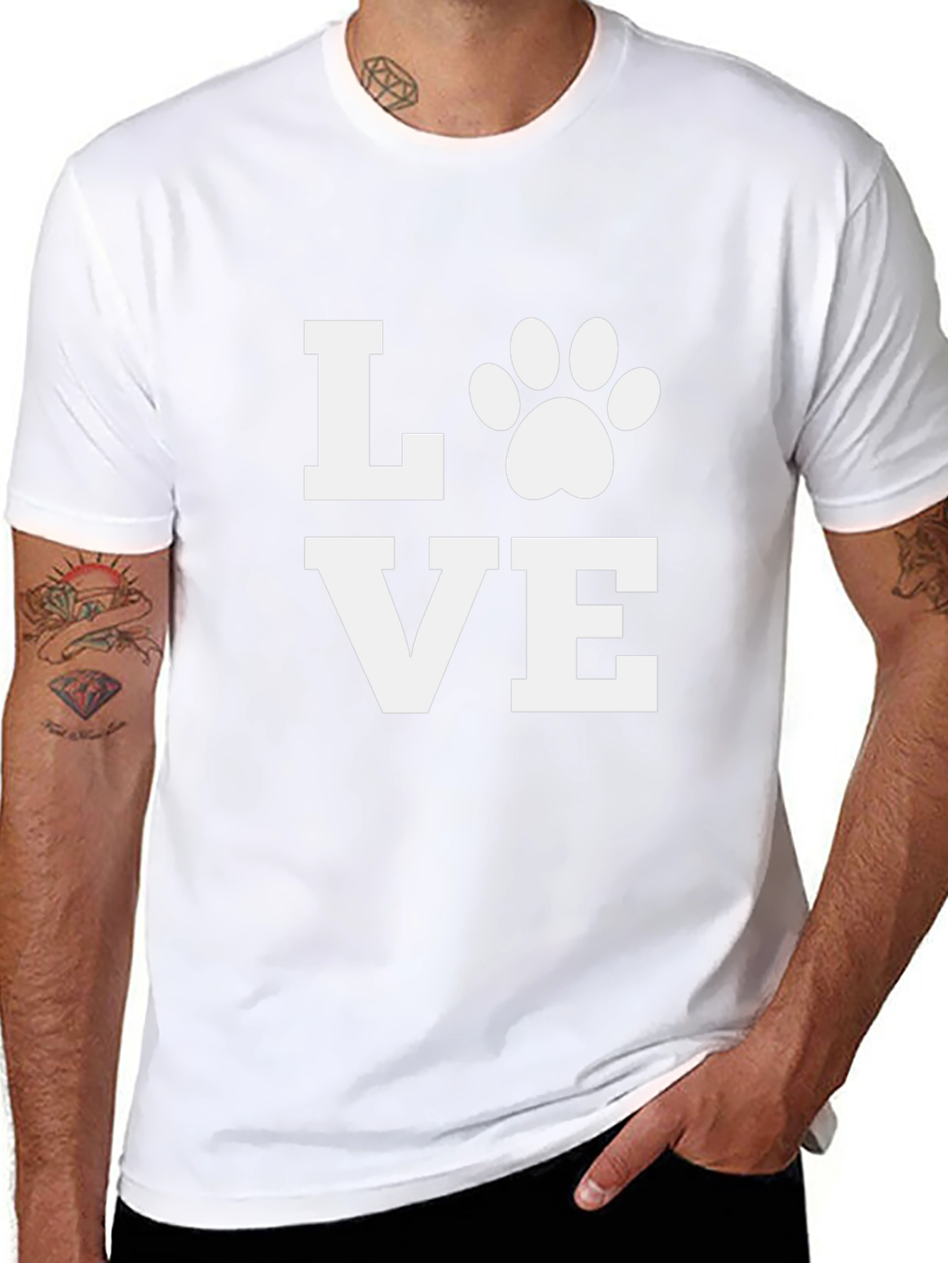 Love Paw Print Black T-Shirt