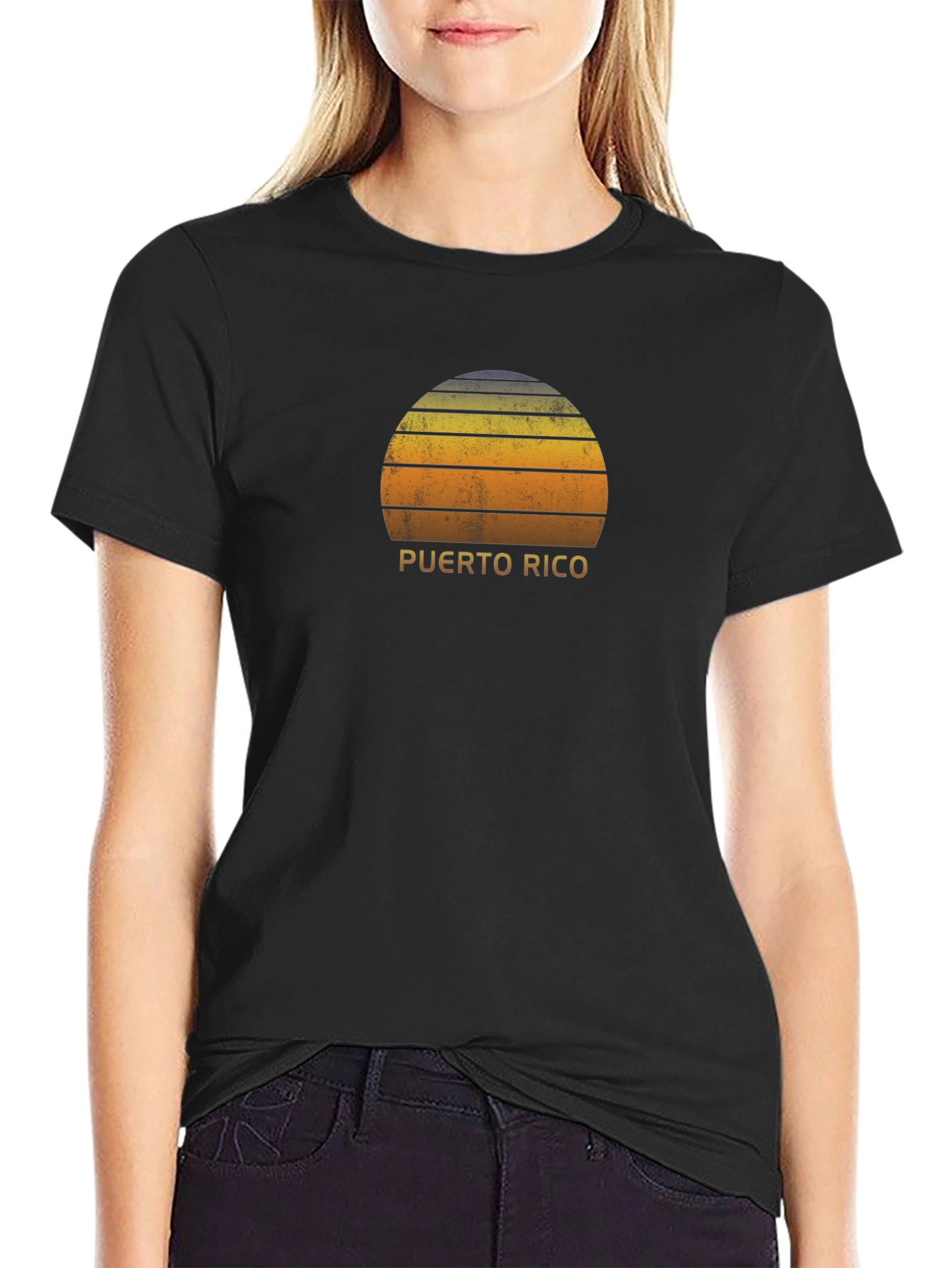 Puerto Rico Sunset Graphic Tee - Black