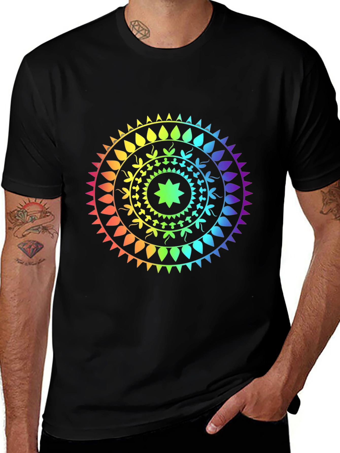 Rainbow Mandala T-Shirt - Stylish Graphic Tee