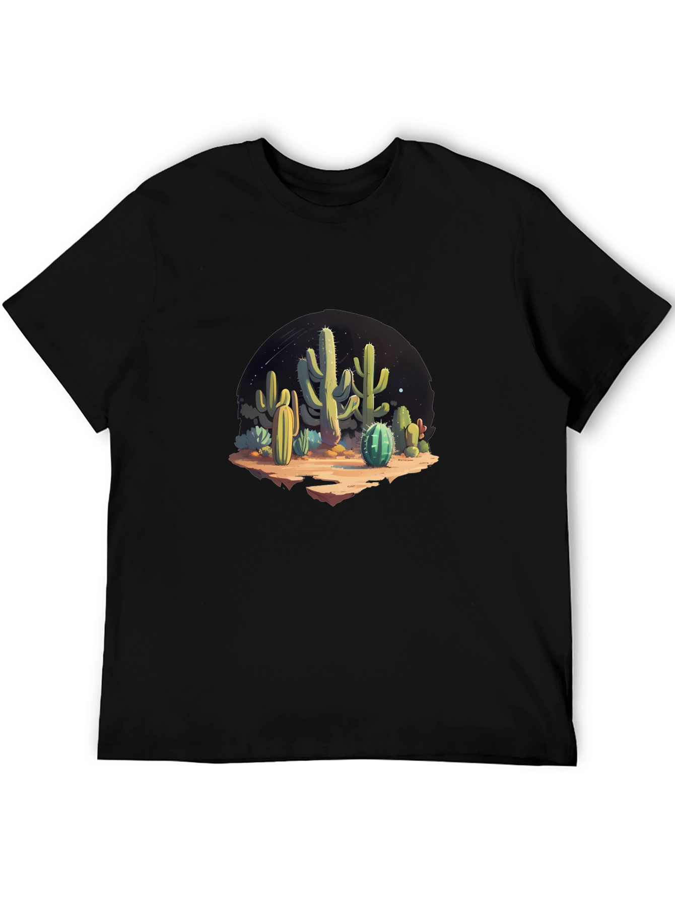 Cactus Desert Scene Black Graphic Tee