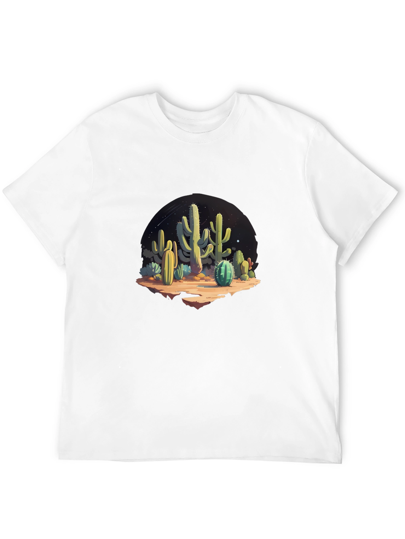 Cactus Desert Scene Black Graphic Tee