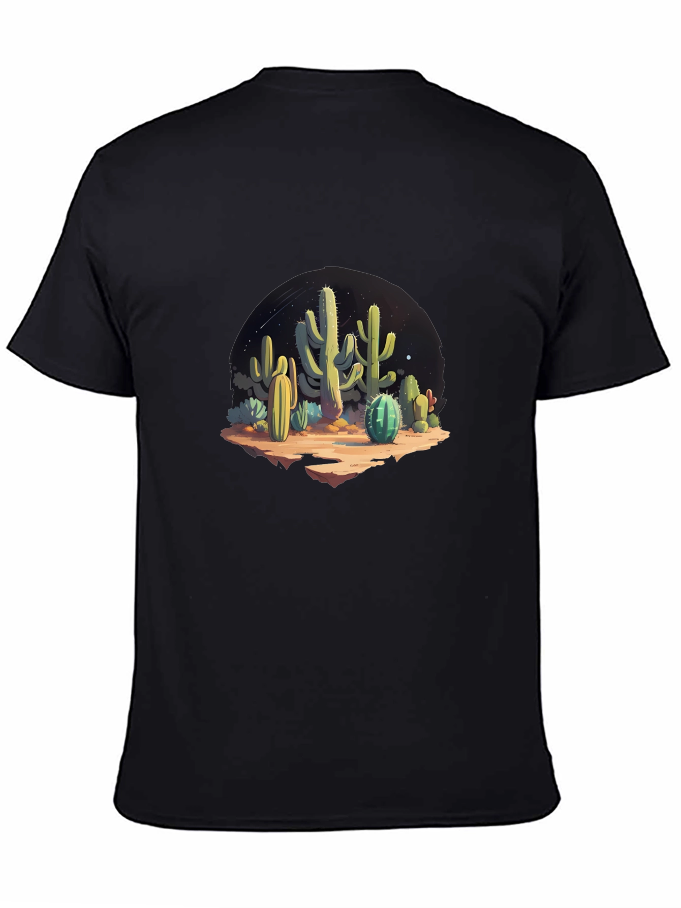 Cactus Desert Scene Black Graphic Tee
