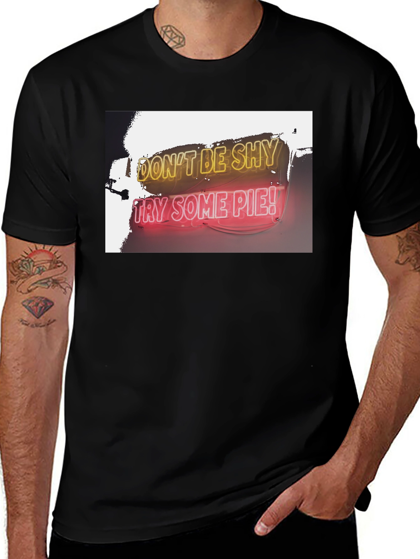 Dont Be Shy Try Some Pie! Black T-Shirt