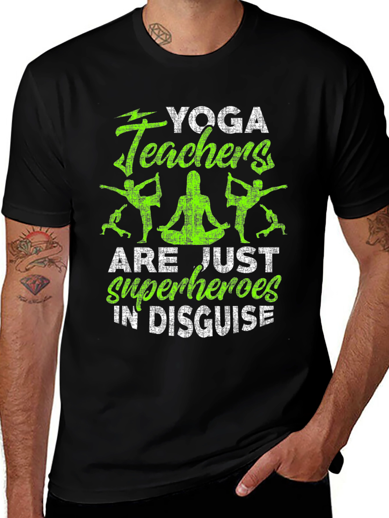 Yoga Teacher Superhero Black T-Shirt