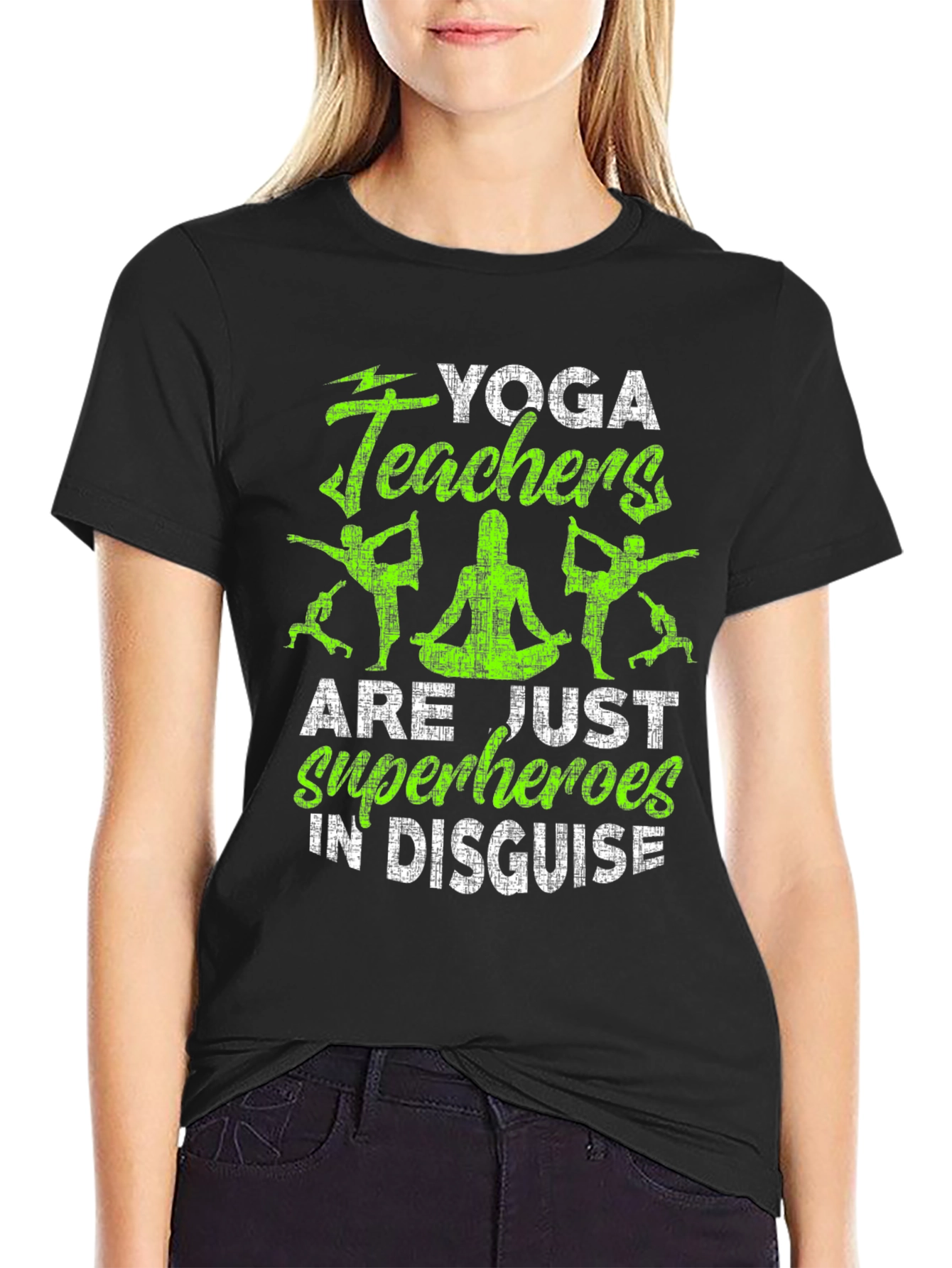 Yoga Teacher Superhero Black T-Shirt