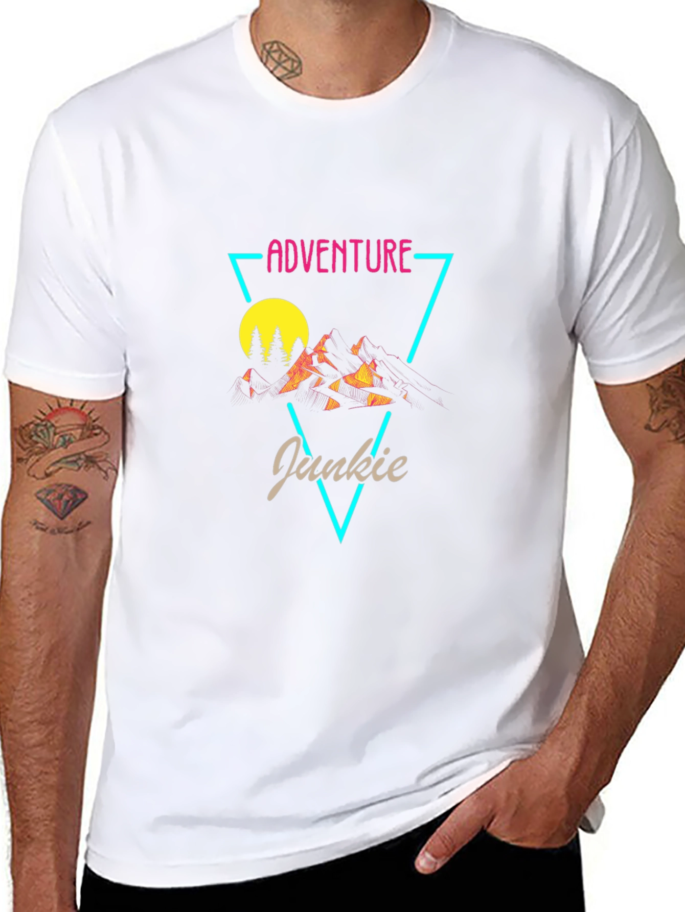 Adventure Junkie Graphic Tee - Black Cotton T-Shirt
