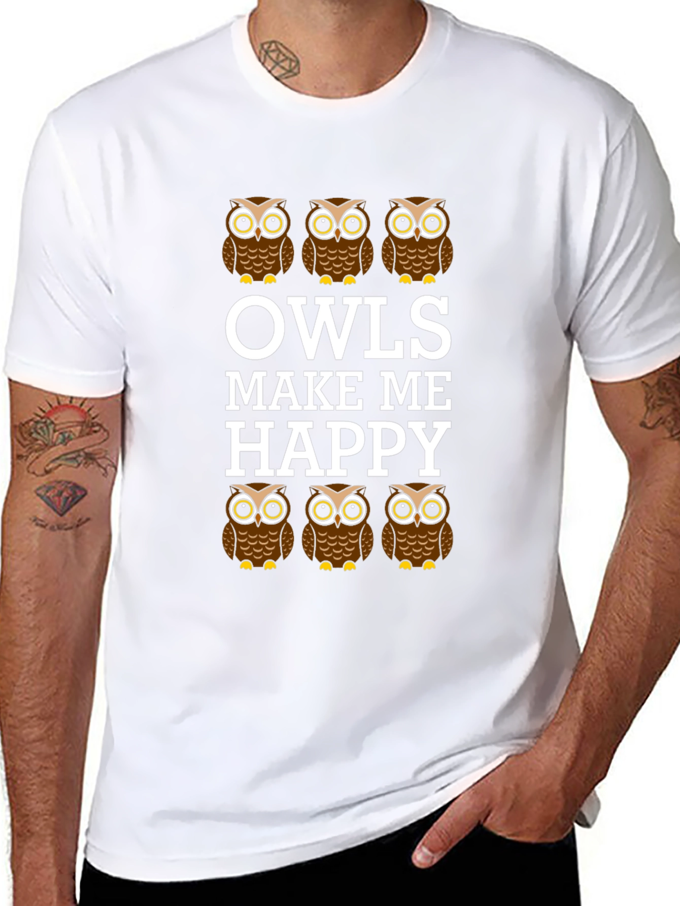 Owls Make Me Happy Graphic T-Shirt