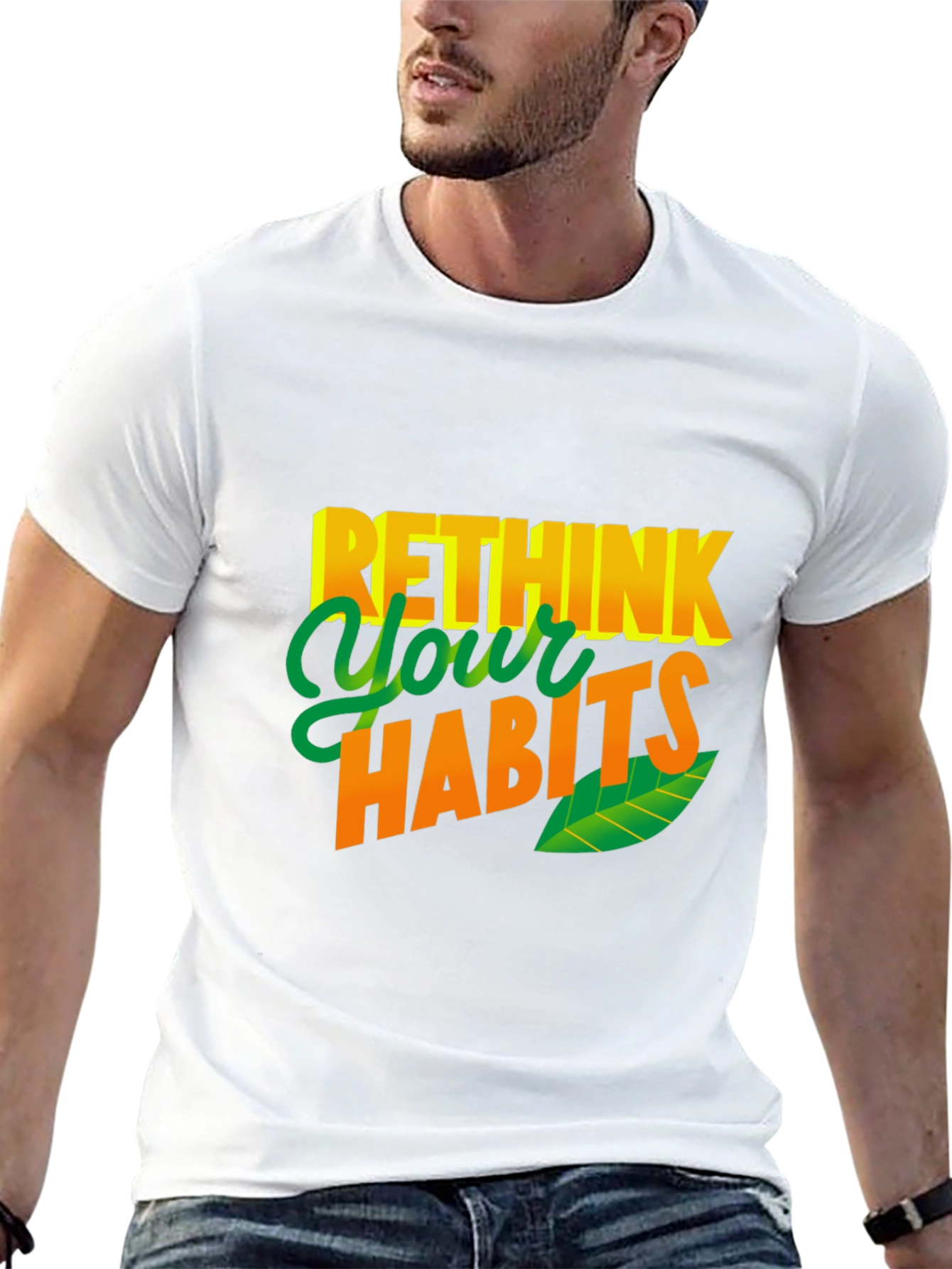 Rethink Your Habits Graphic Tee - Casual Black T-Shirt