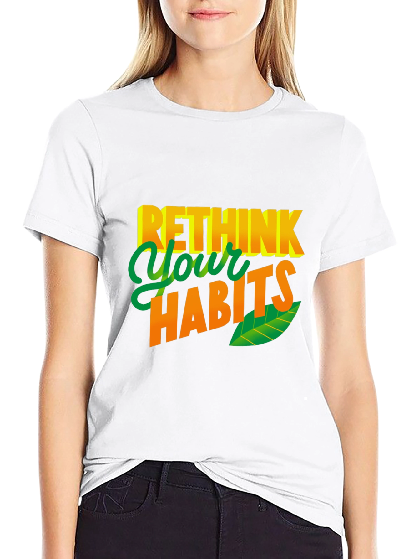 Rethink Your Habits Graphic Tee - Casual Black T-Shirt