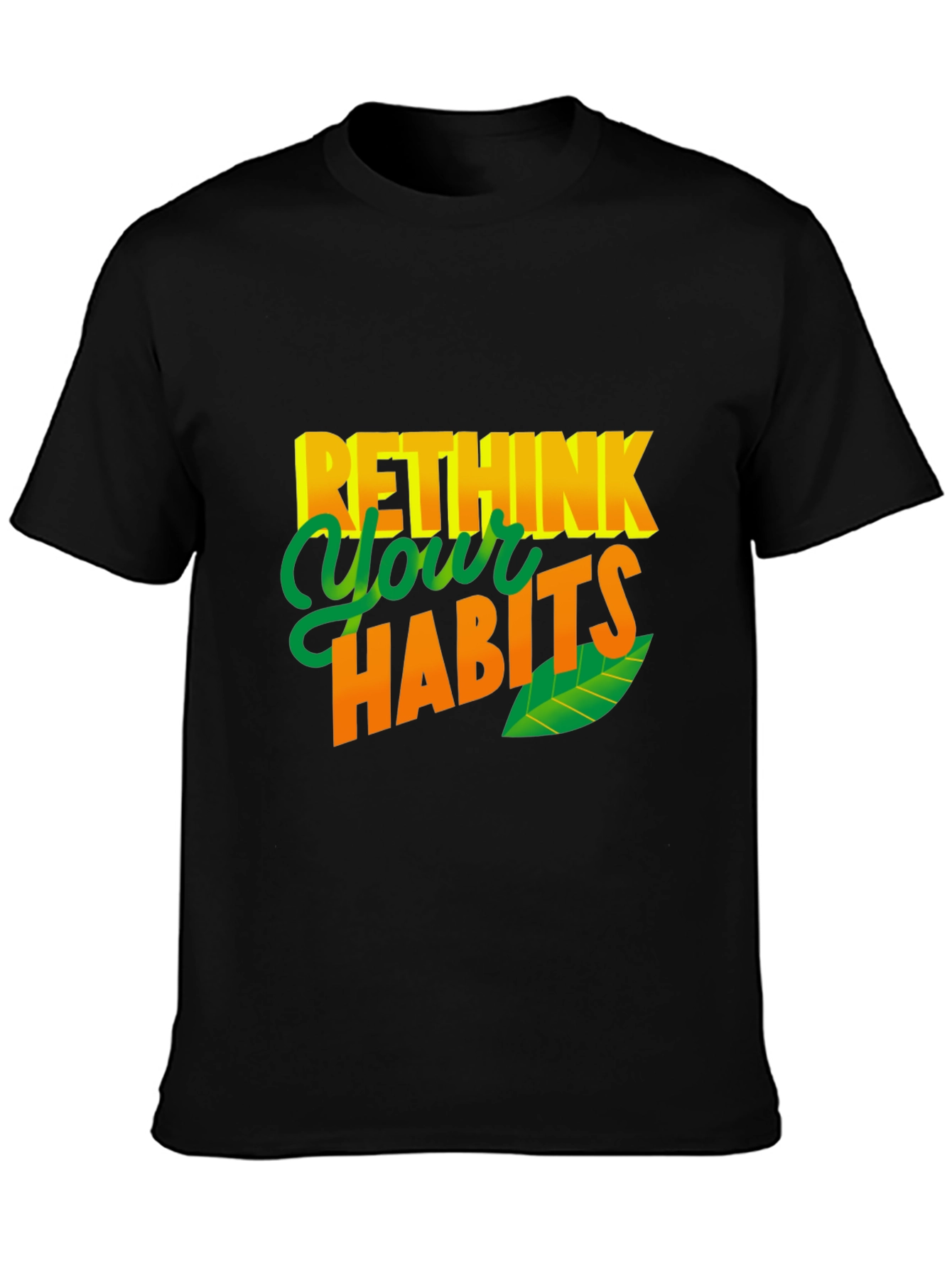 Rethink Your Habits Graphic Tee - Casual Black T-Shirt
