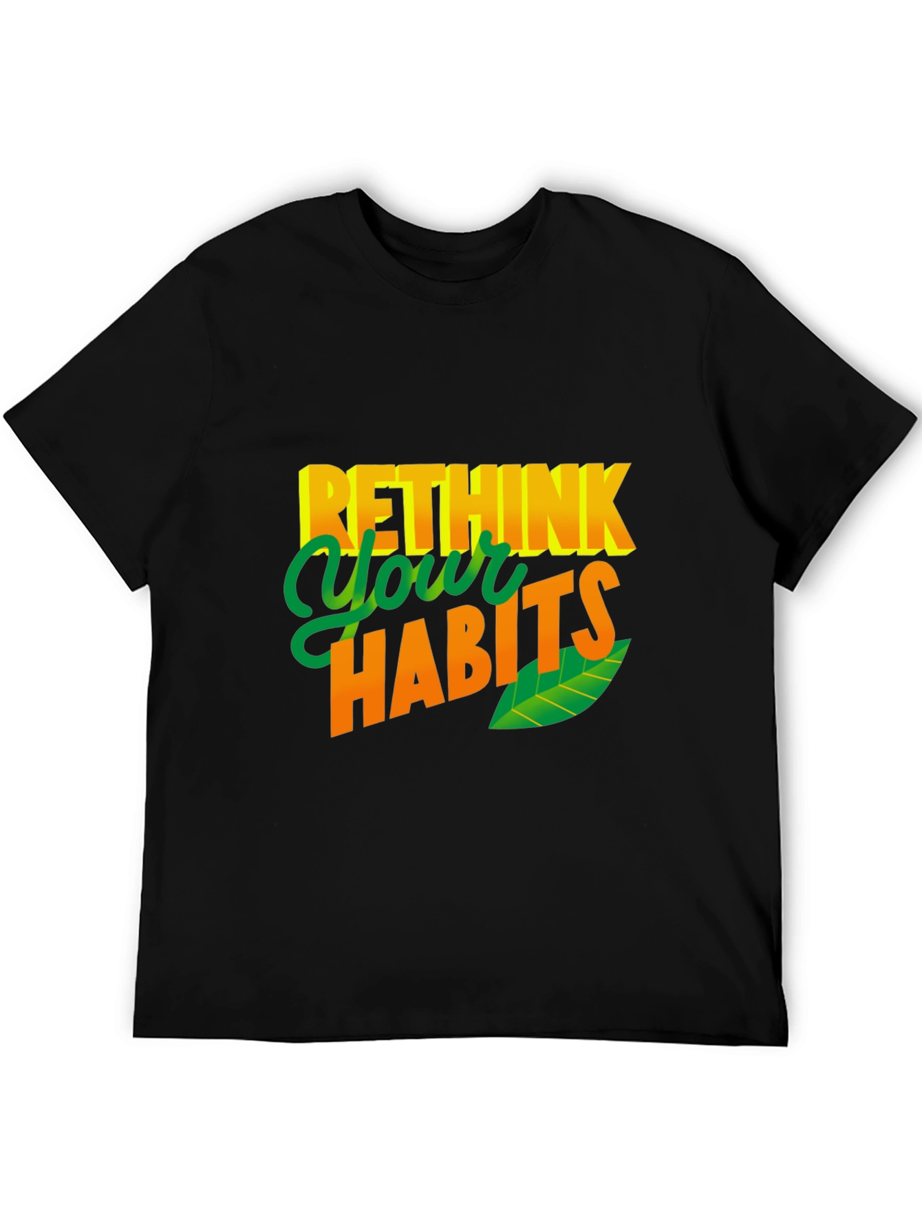 Rethink Your Habits Graphic Tee - Casual Black T-Shirt