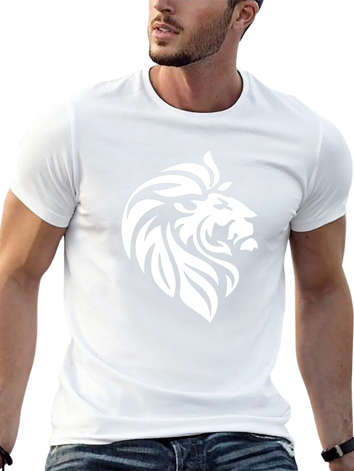 Lion Head Graphic Tee - Black Cotton Comfort