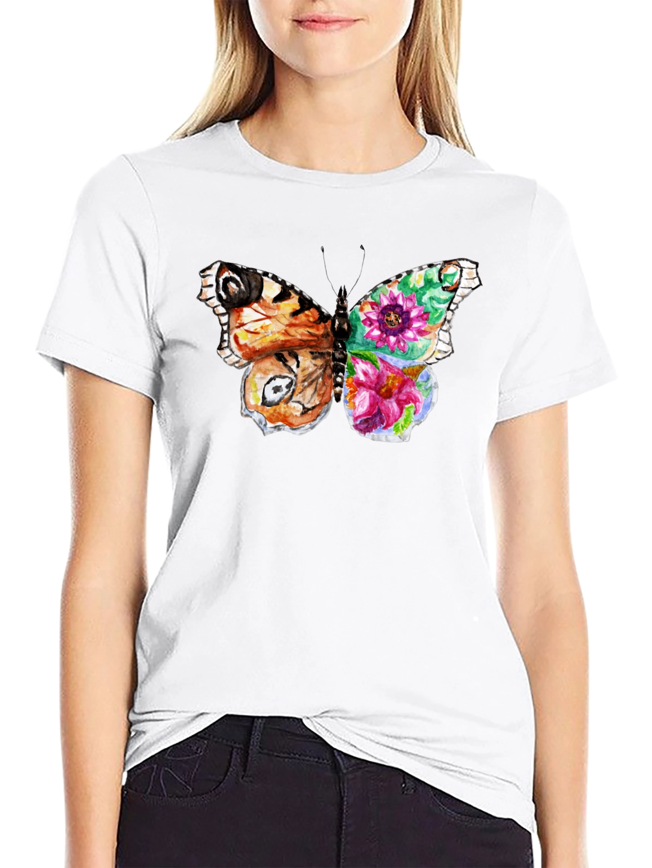 Butterfly Floral Graphic T-Shirt