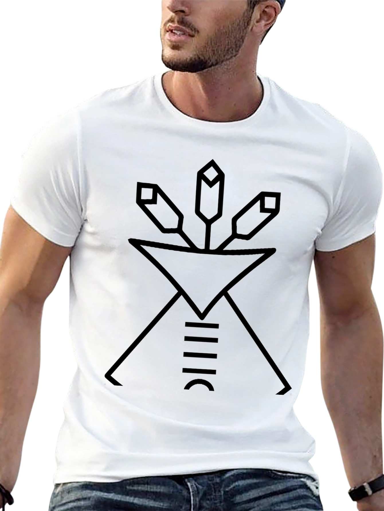 Minimalist Geometric Design Black T-Shirt