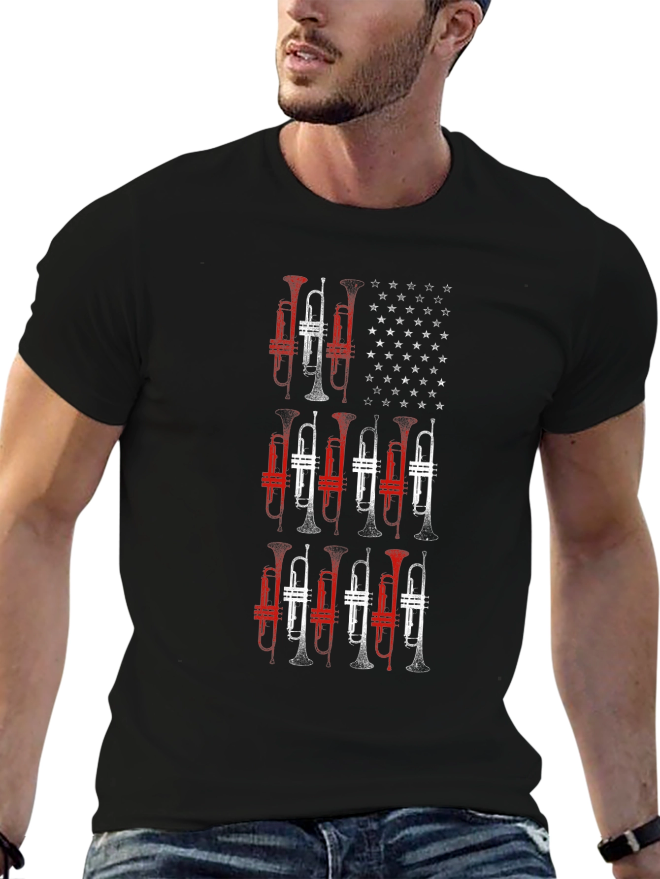 Trumpet American Flag Graphic Tee