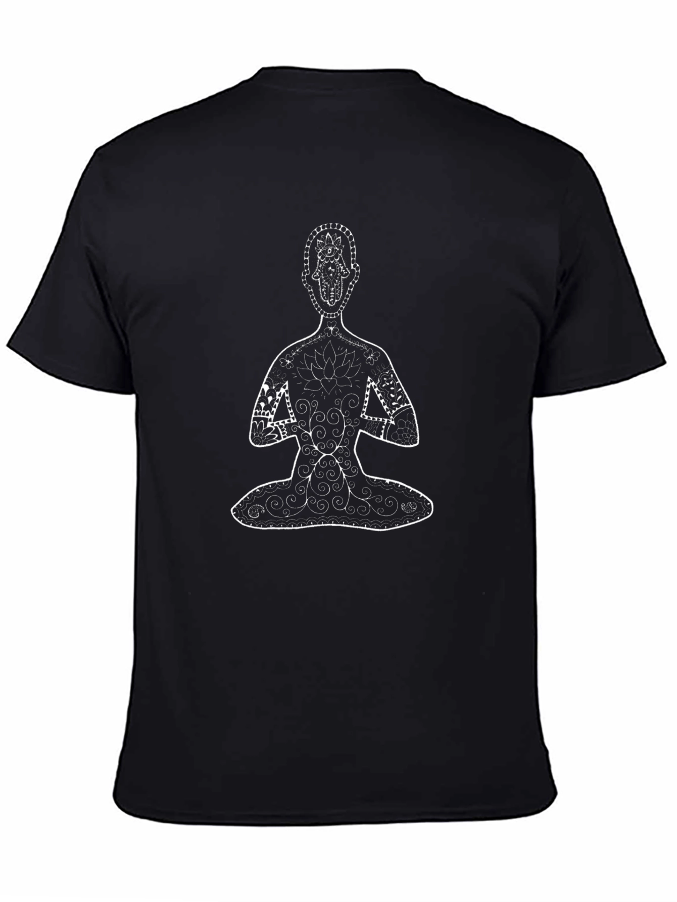 Meditative Mandala Design Black T-Shirt