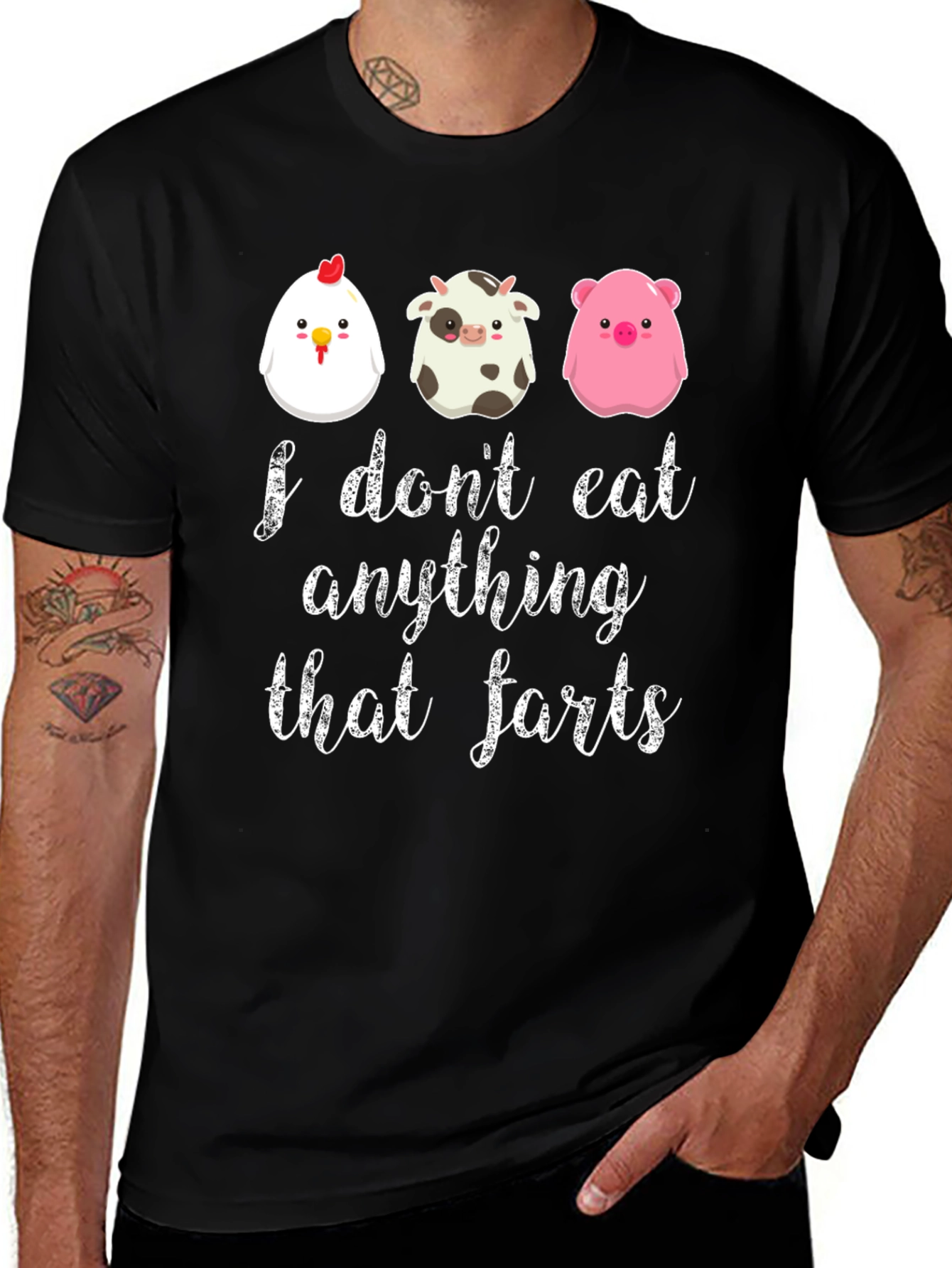 Vegan Funny T-Shirt: I Dont Eat Anything That Farts