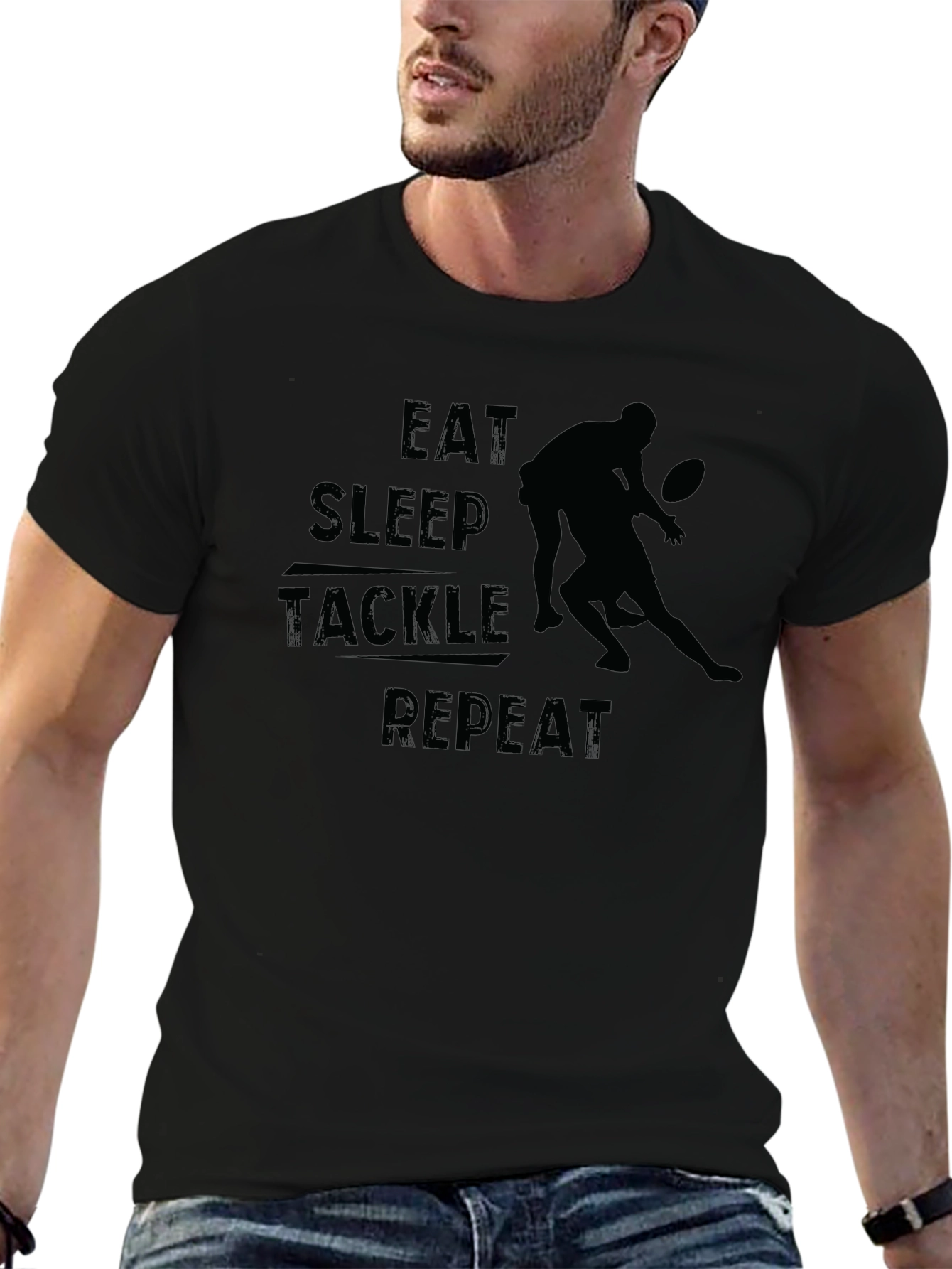 Eat Sleep Tackle Repeat Graphic Tee