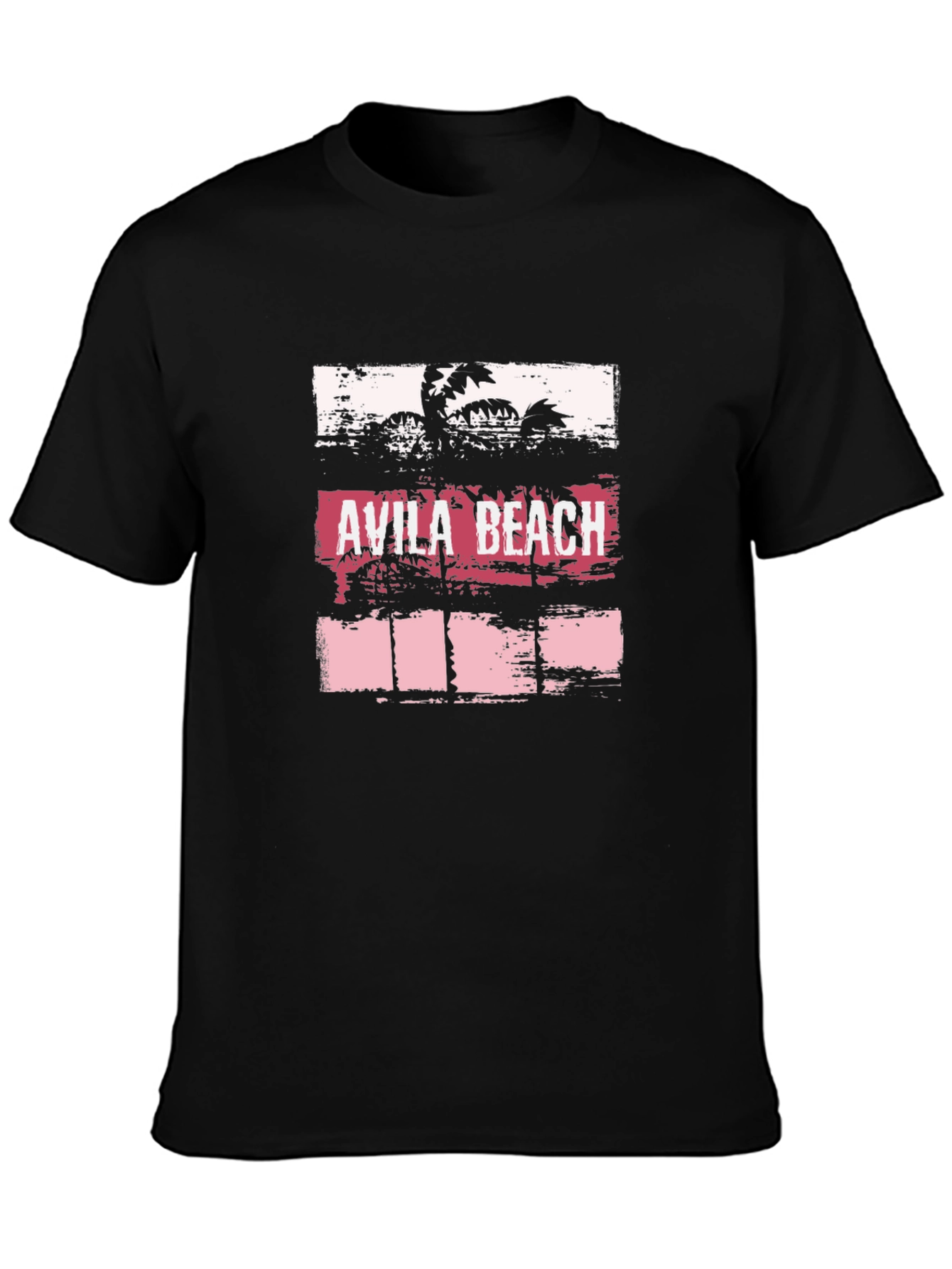 Avila Beach Graphic Tee - Black Cotton T-Shirt