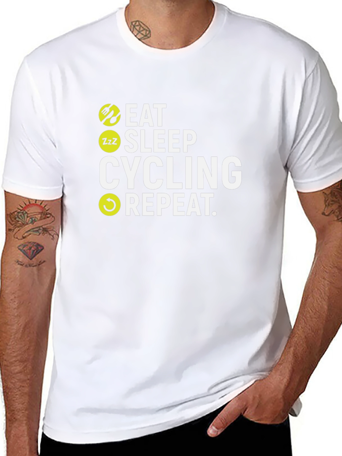 Eat Sleep Cycling Repeat Black T-Shirt