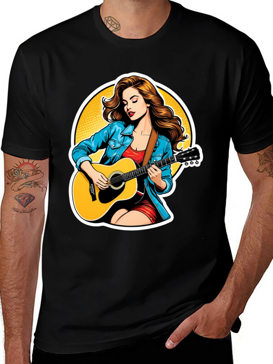 Guitar Girl Graphic Tee - Cool Casual Style