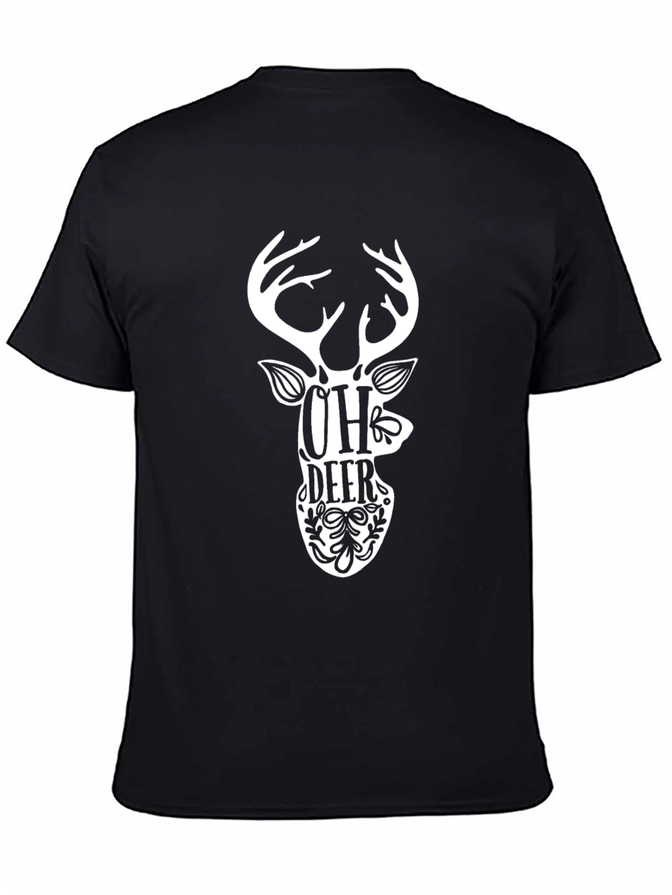 Oh Deer Graphic Tee - Black Cotton T-Shirt