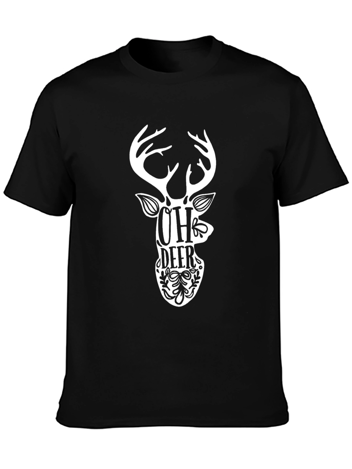 Oh Deer Graphic Tee - Black Cotton T-Shirt