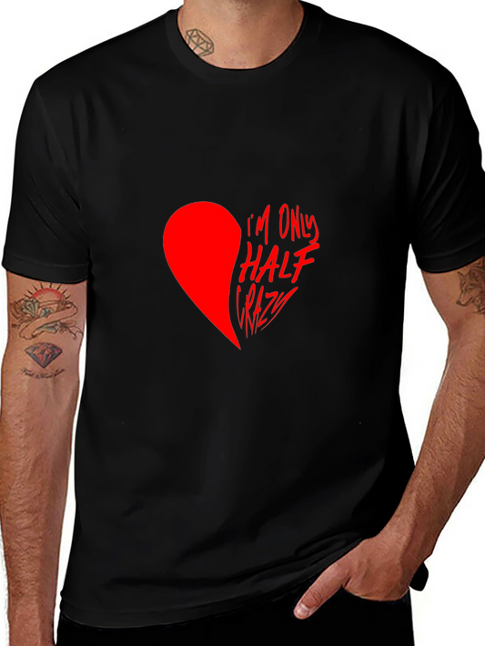 Half Crazy Heart Graphic Tee - Black