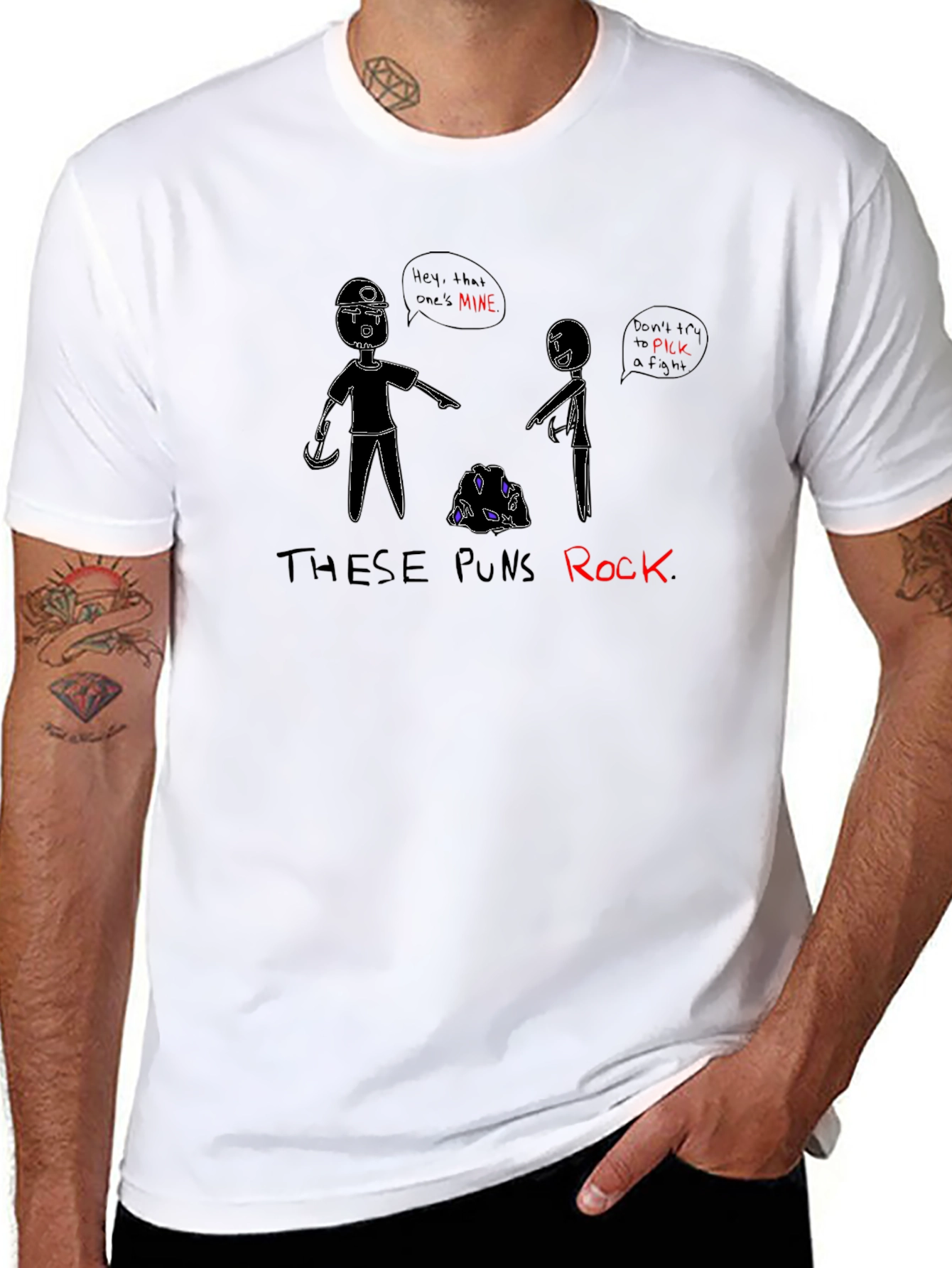 These Puns Rock T-Shirt - Miner Cartoon Design