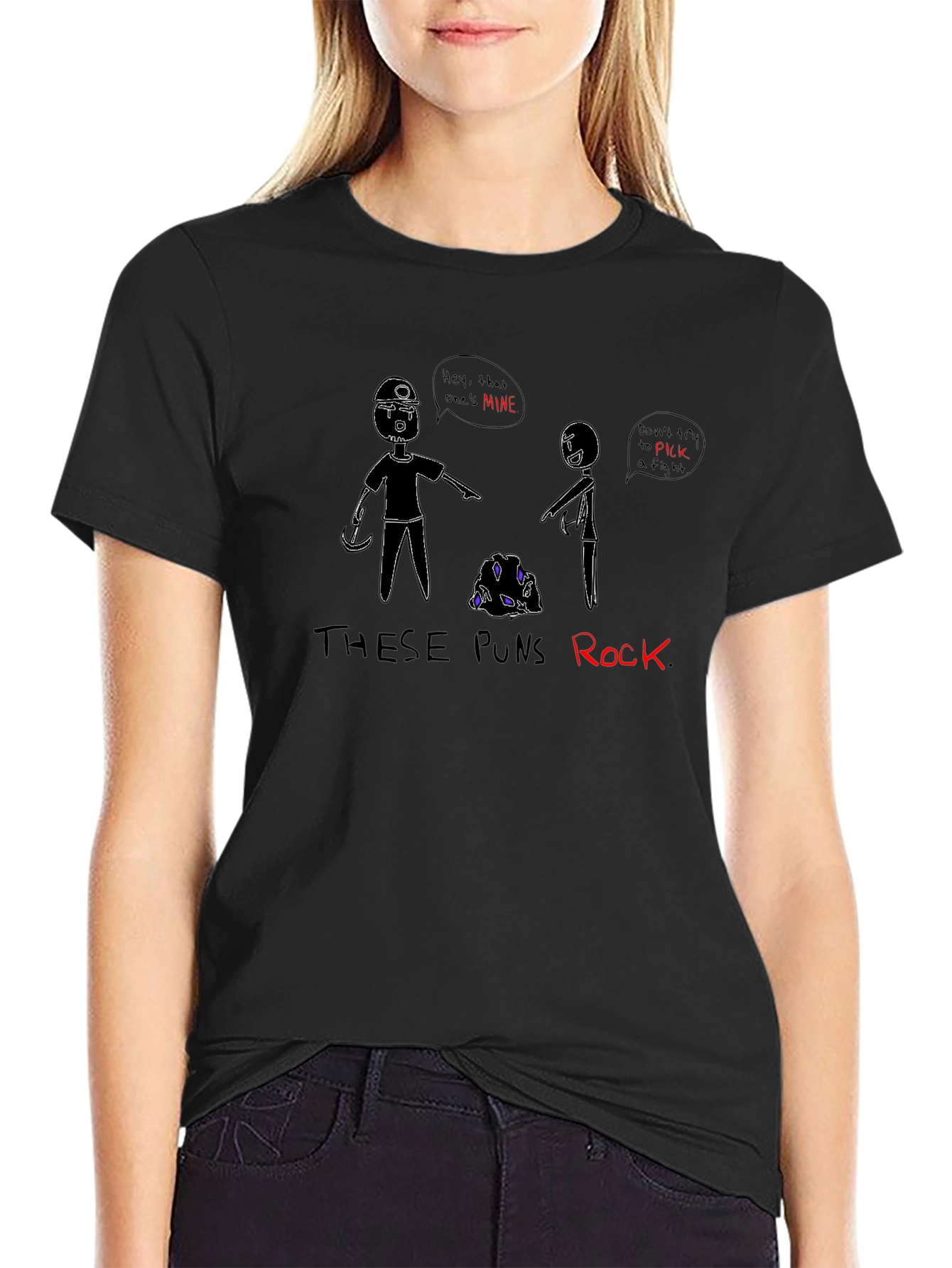 These Puns Rock T-Shirt - Miner Cartoon Design