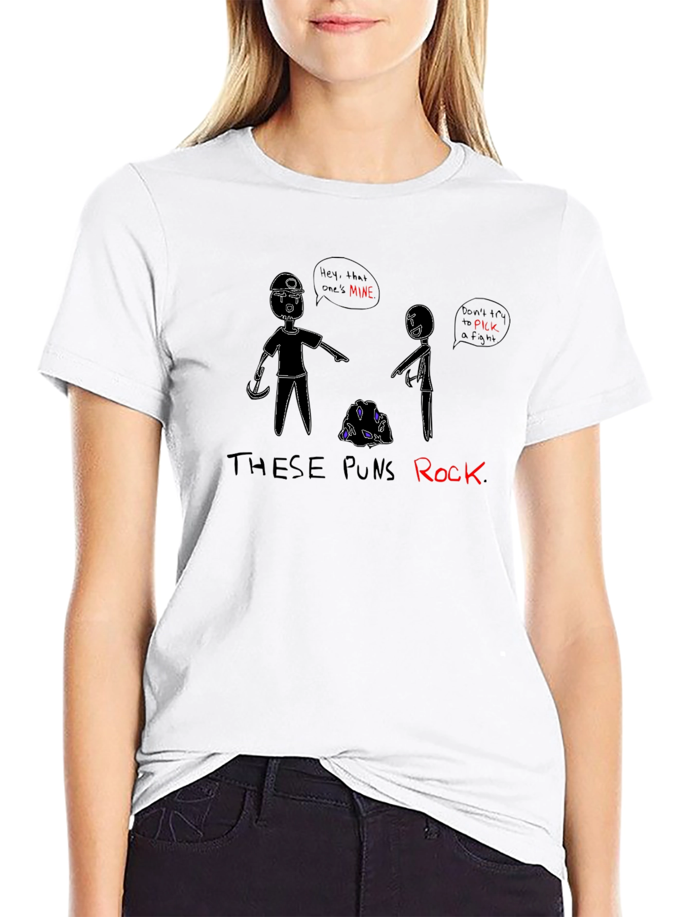 These Puns Rock T-Shirt - Miner Cartoon Design