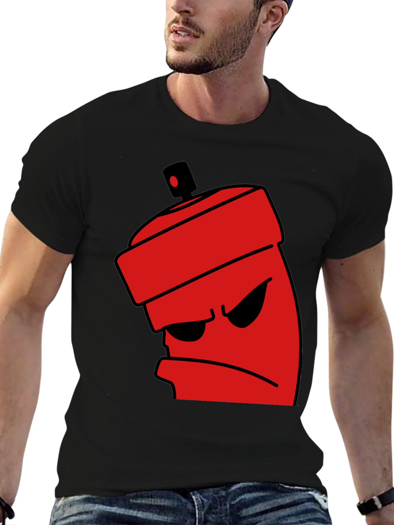 Angry Spray Can Graphic Tee - Cool Design!