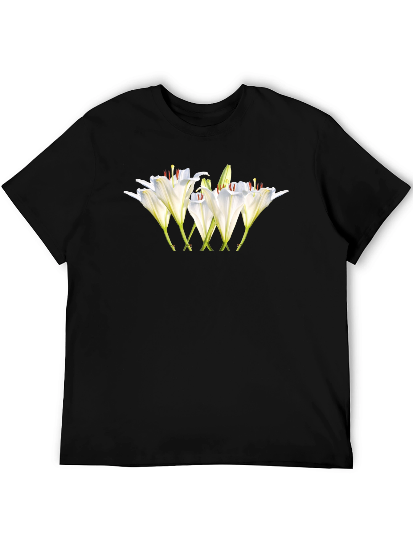 Floral Lily Graphic Black T-Shirt