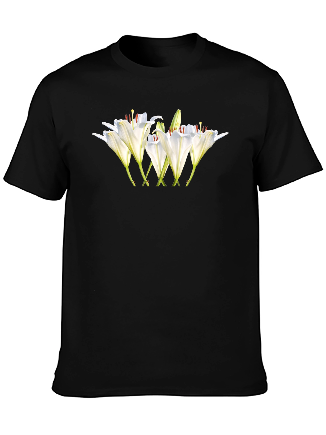 Floral Lily Graphic Black T-Shirt