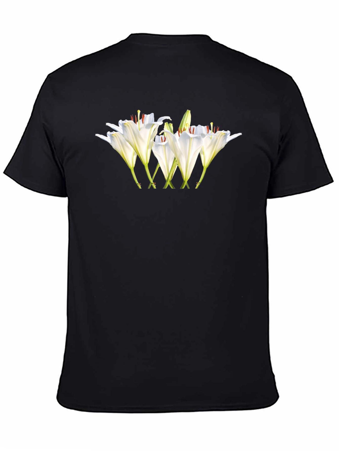 Floral Lily Graphic Black T-Shirt