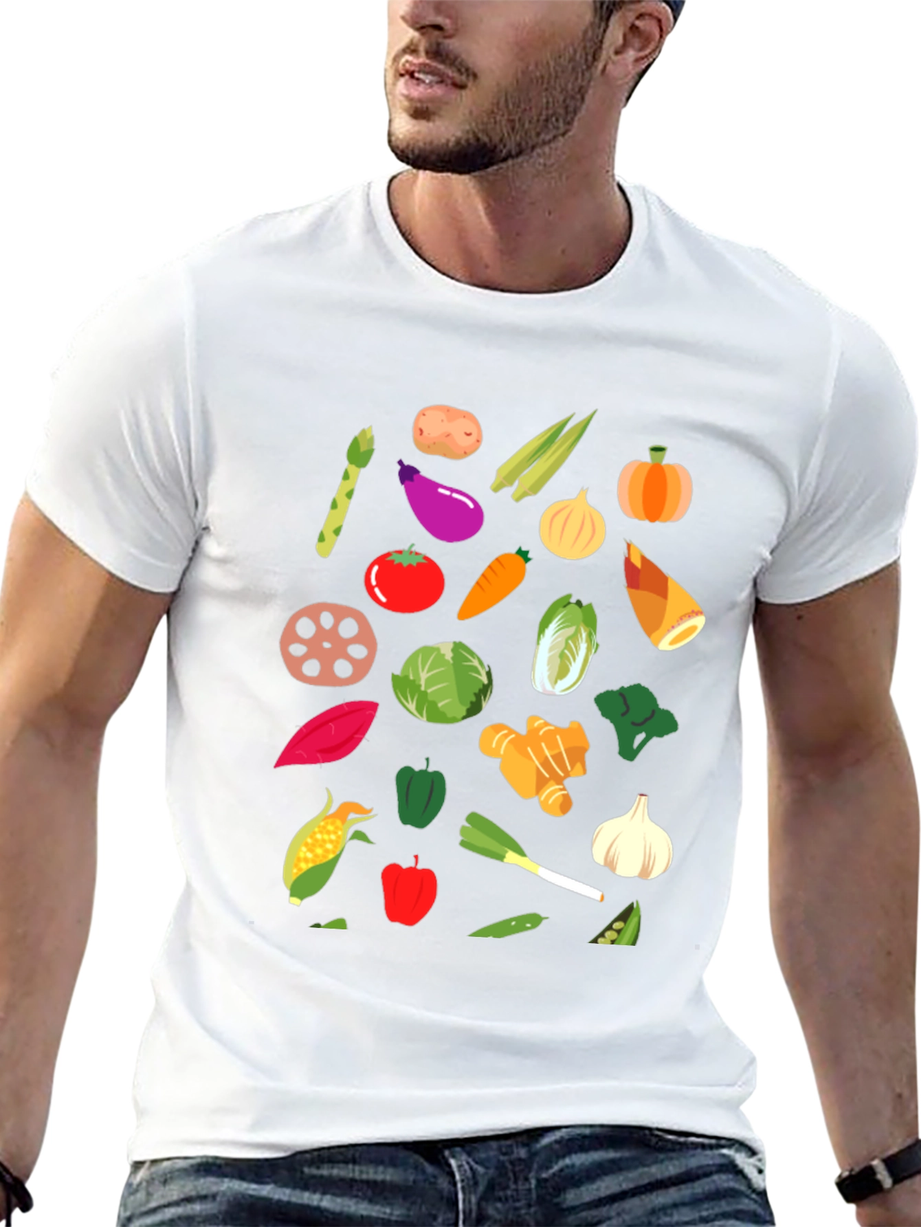 Vegetable Print Crew Neck T-Shirt