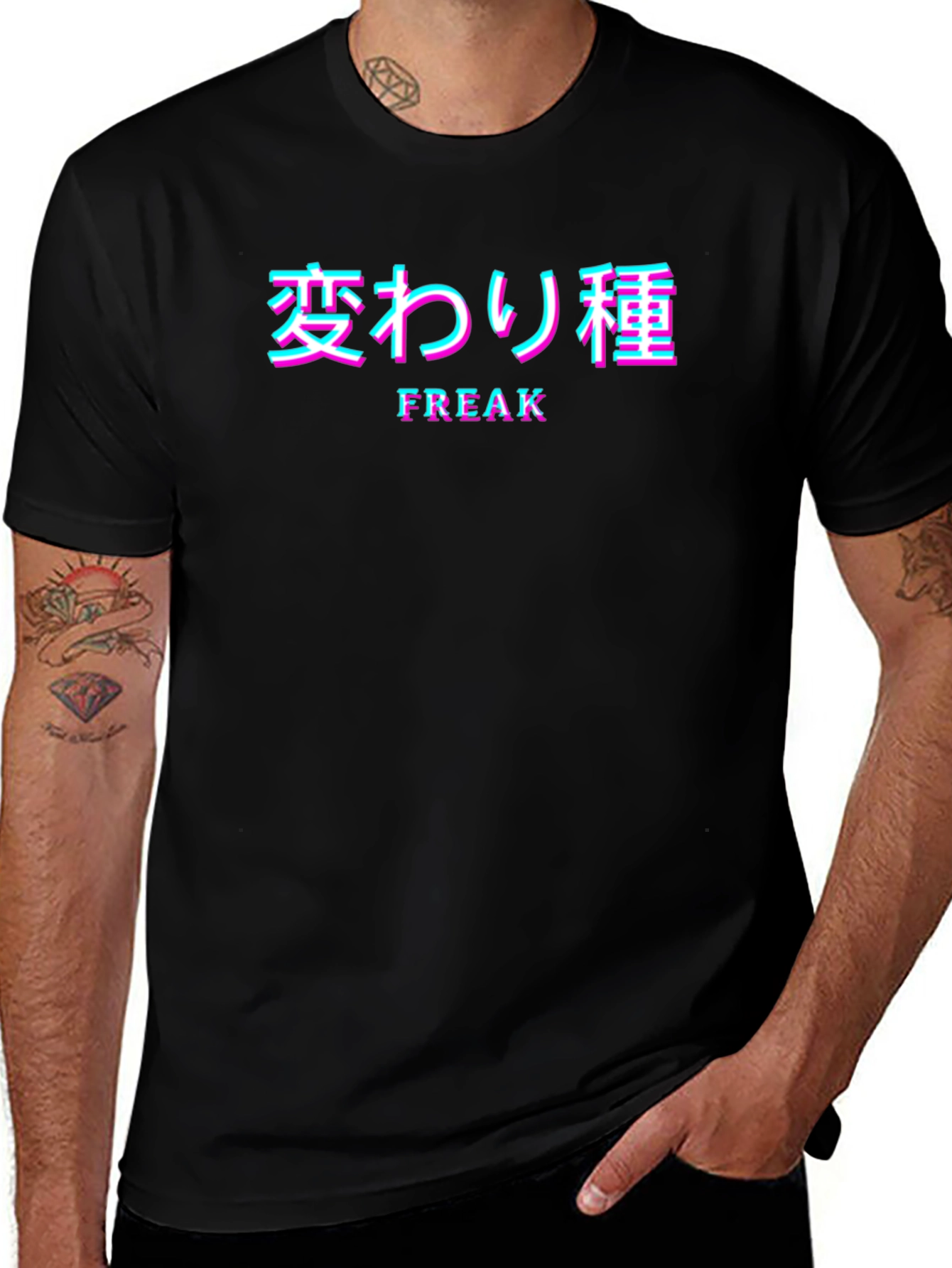 Freak Glitch Graphic Tee - Black