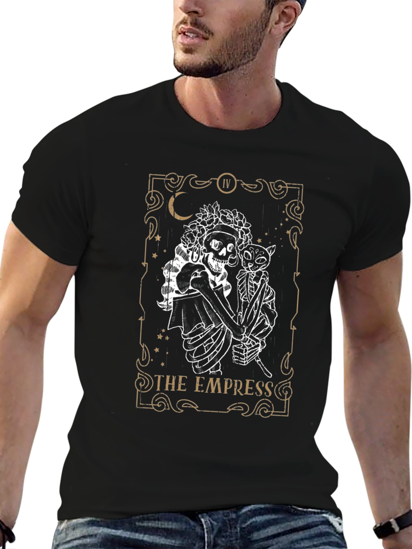 The Empress Tarot Skeleton Cat Graphic T-Shirt