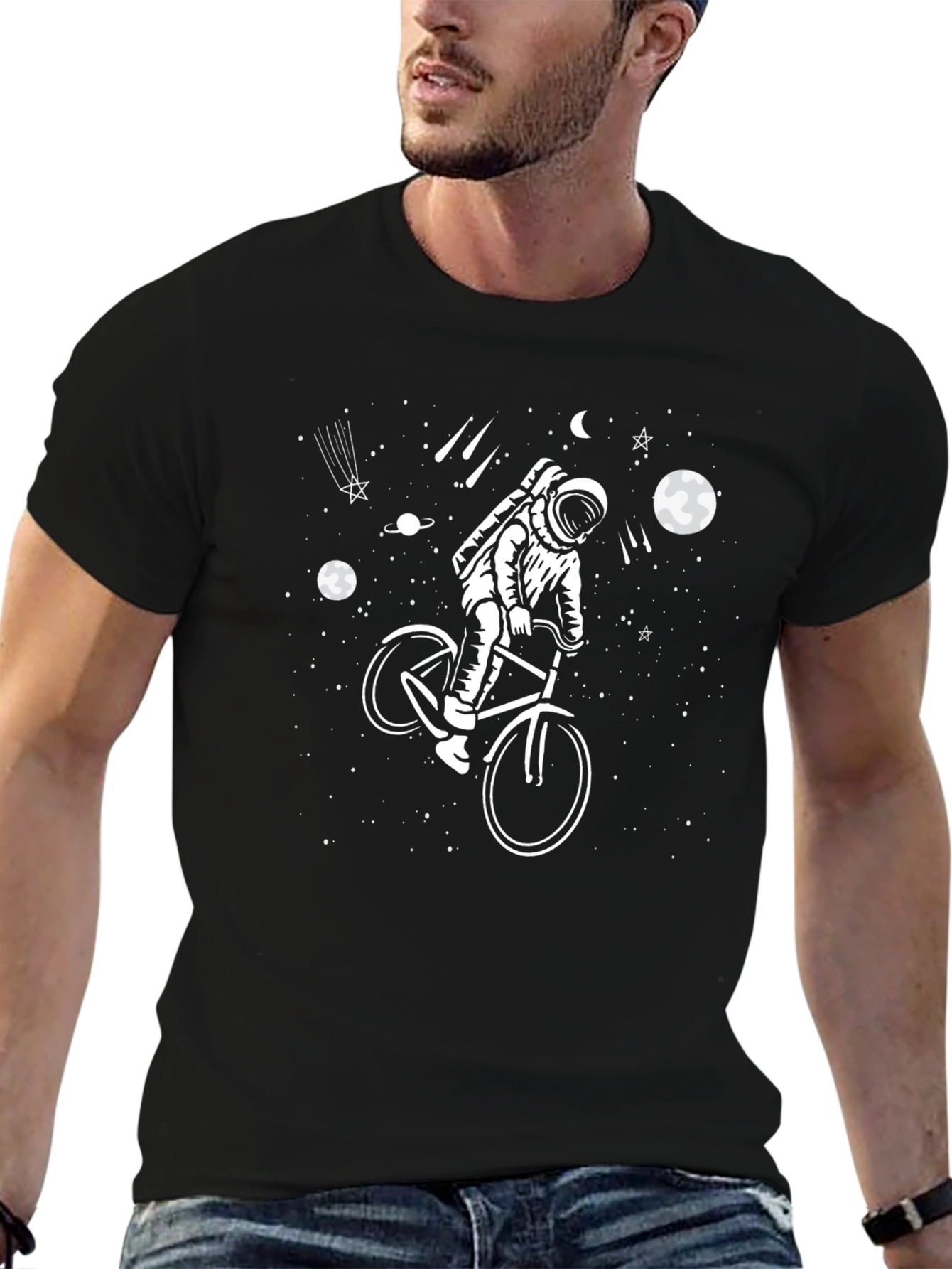 Astronaut on Bike Space Graphic Tee