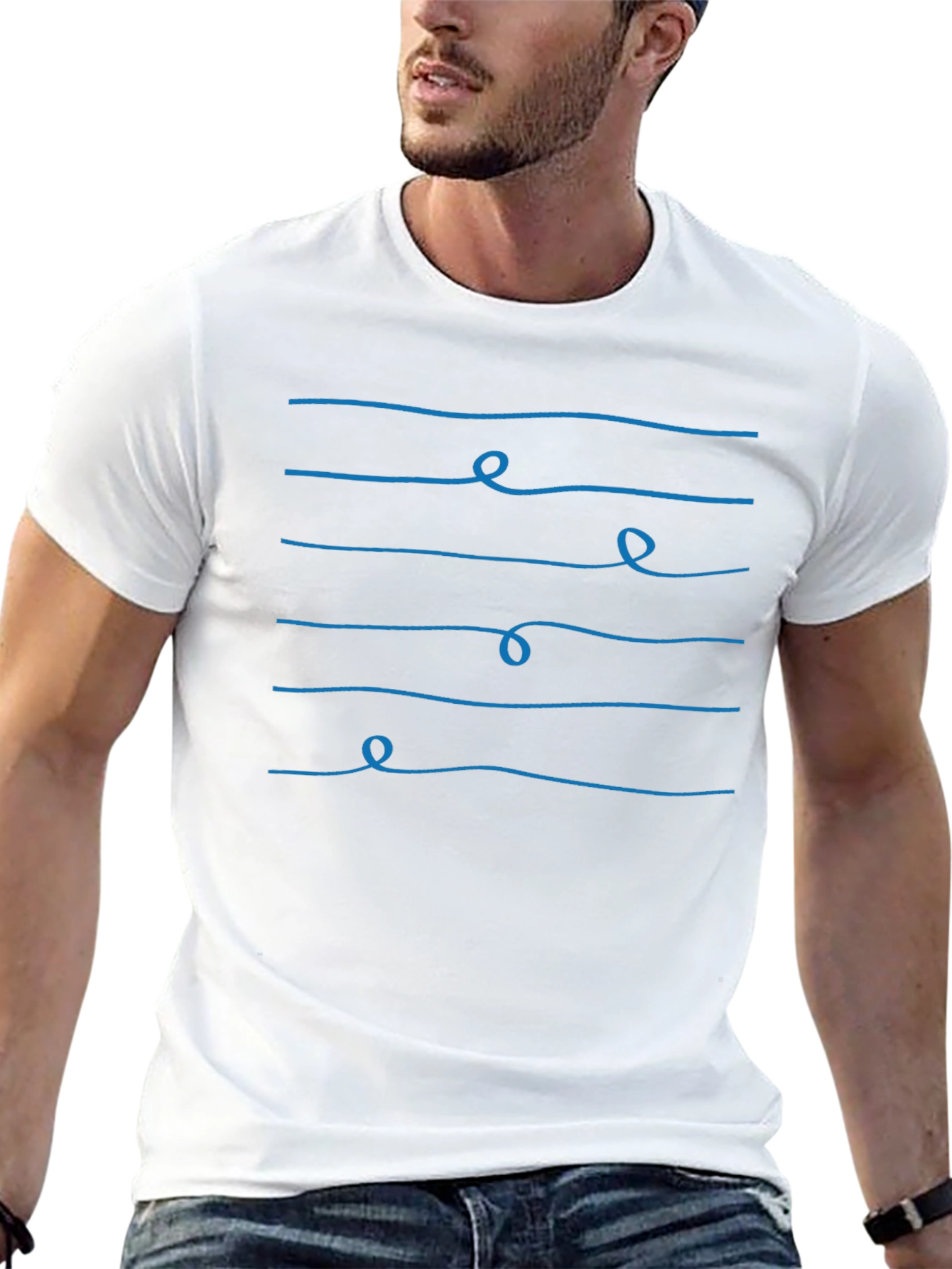 Abstract Line Art Black T-Shirt